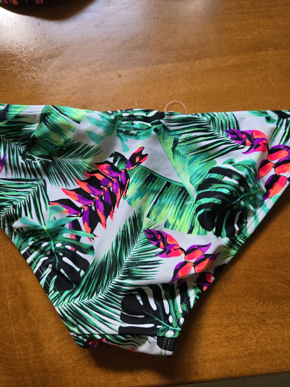No Boundaries Tropical Leaf Bandeau Bikini Set - Mint, Green & Pink Jr 7 to 9